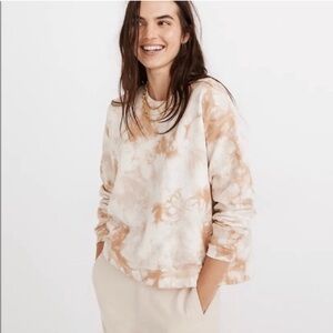 G by Giuliana Pink & Cream Tie-Dye Crewneck Sweatshirt Size Medium Cotton